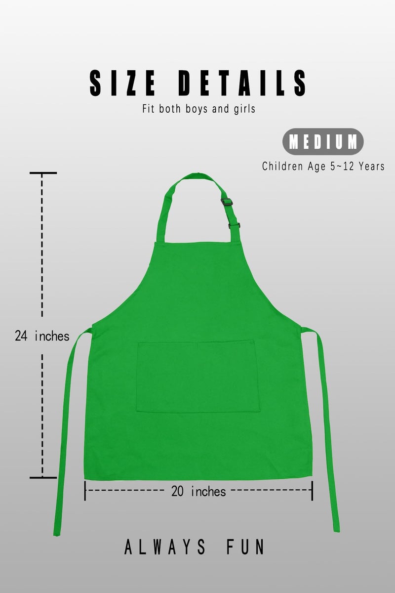 H.BETTER Kid Apron Adjustable Strap with 2 Pockets Painting Cooking Craft Backing Unisex Age 5-12(Green) - Image 5